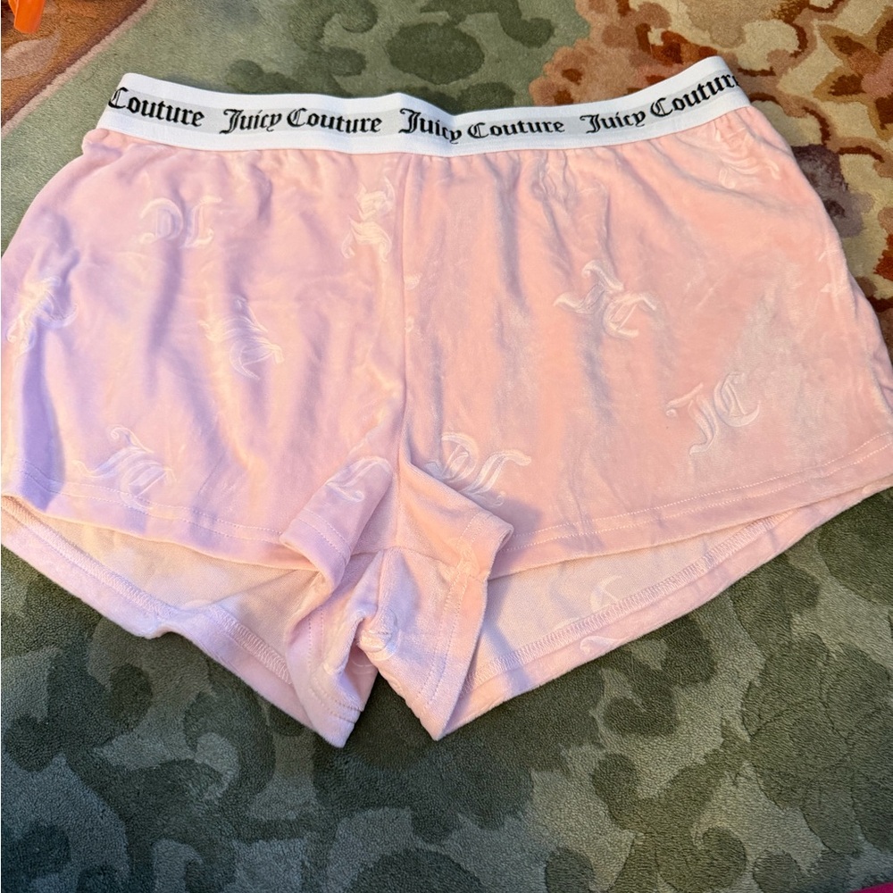 Juicy Couture Light Pink Logo Embroidered Sleep Shorts